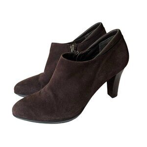 Aquatalia Brown Suede Ankle Boots 3" Heels Side Zip Size 7